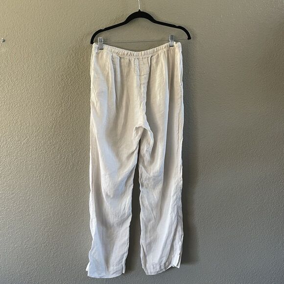 Velvet by Jenny Graham Pants Womens Medium White Linen Wide Leg Lagenlook Beach - Picture 5 of 15